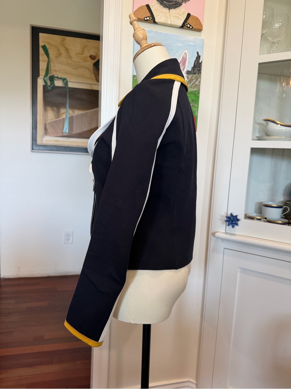 Fendi NWT Moto Jacket with White Piping and Yellow Trim - Picture 11 of 12